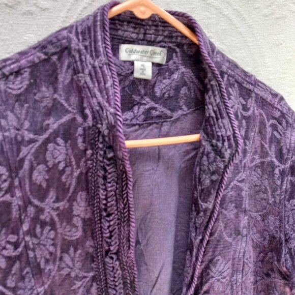 Coldwater Creek Royal Purple Jacquard Jacket W/Embroidery & Ruffles XL (T-385) - Picture 5 of 14